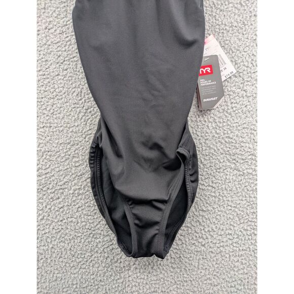 NWT TYR Durafast Elite Women's size 26 Maxfit Swimsuit Solid Black Training - Picture 3 of 9